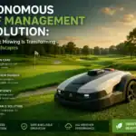 Autonomous turf management robotic mower on golf fairway