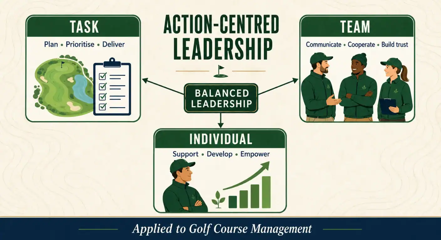 Leadership for Head Greenkeepers Action centered leadership infographic