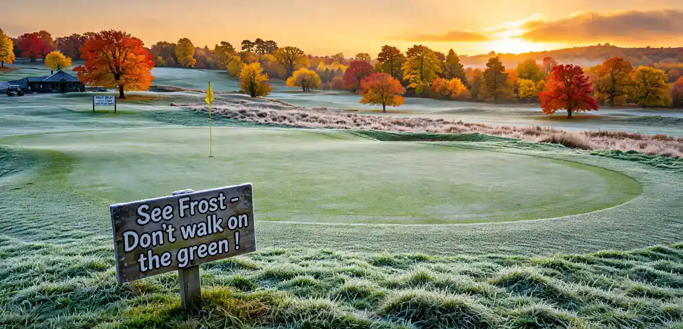 Very important in autumn golf course maintenance is respect the rule See Frost Don't walk on the green